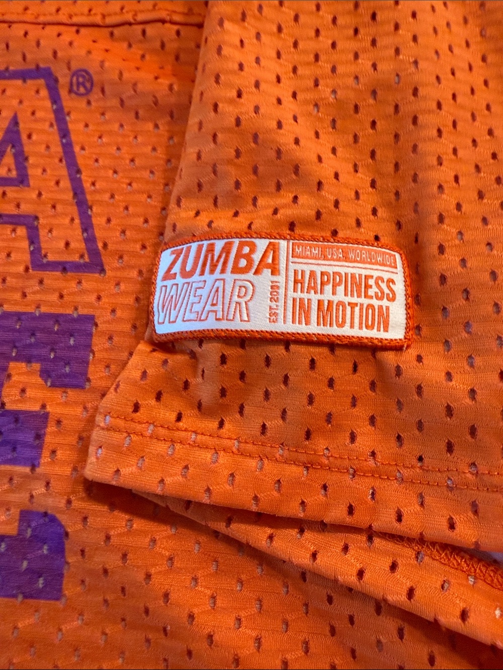 Zumba Fitness Orange Tee with Purple Dance Crew Print - Picture 3 of 4